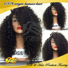 Chinese virgin human hair glueless lace front wigs kinky curly wig for black women